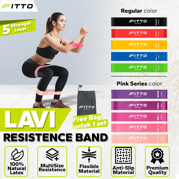 FITTO LAVI Premium LATEX Short RESISTANCE BAND Anti Slip Tali Elastis Gym