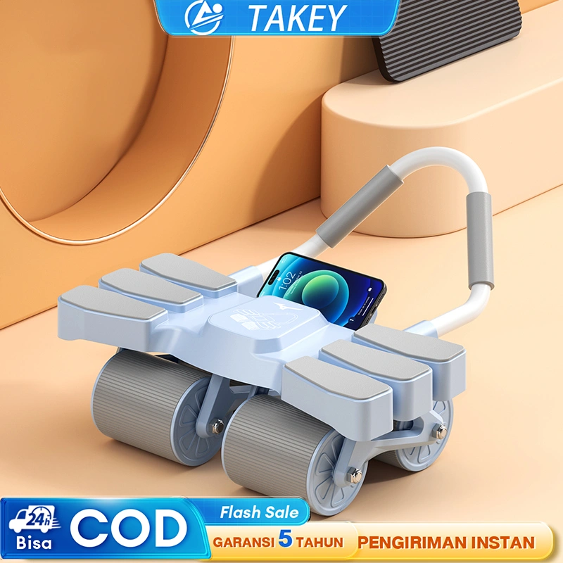 【TAKEY】Ab Roller 4 in1 Ab Wheel Wheels Plank Trainer Abdominal Core Roller Alat Push Up Sit Up