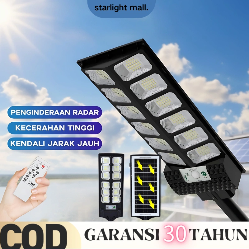 【BELI 1 GRATIS 1】lampu jalan LED 2000W tenaga matahari Lampu Jalan Tenaga Surya Lampu Baterai IP67 tahan air  Luar ruangan 0 Biaya listrik Lampu Jalan Sensor smart sensor Tahan Panas dan Tahan Dingin kendali jarak jauh