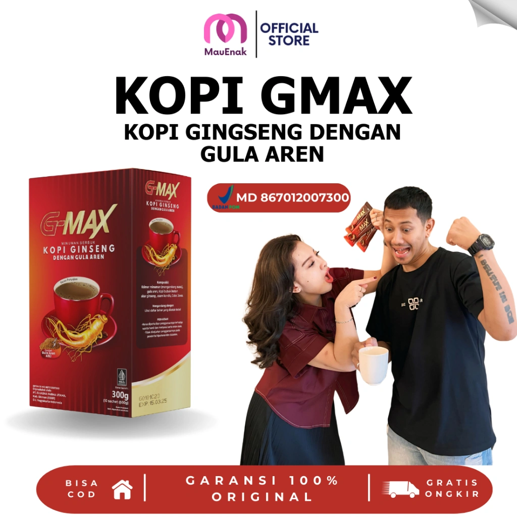 GMAX MINUMAN INSTAN STAMINA PRIA GULA AREN KUAT TAHAN LAMA ORIGINAL EXTRA GINGSENG ASLI  BPOM