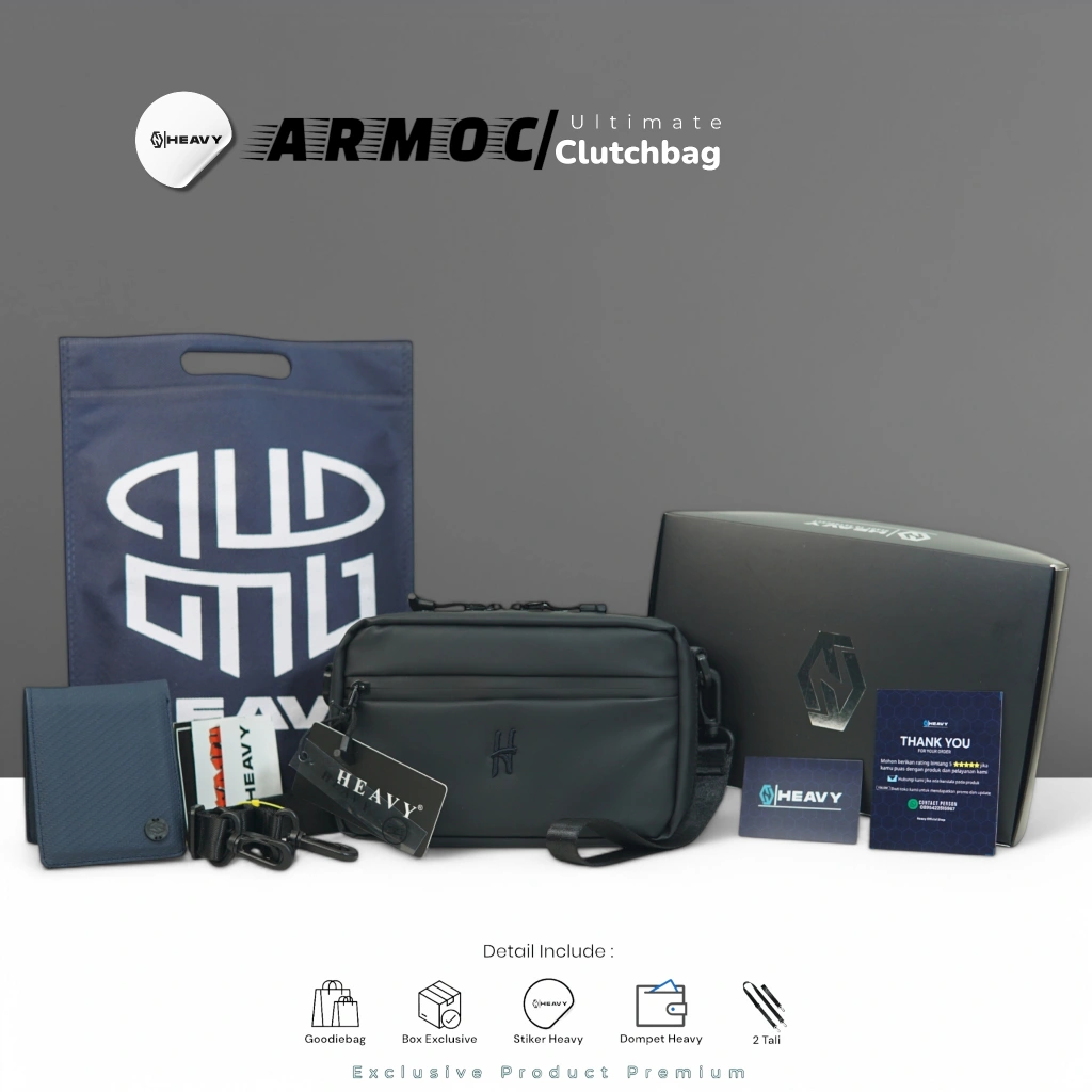 Heavy Tas Clutchbag Cowok Hitam Premium Waterproof Anti Air | Tas Handbag Pria Luxury Bag