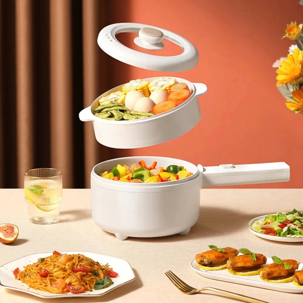 Panci Listrik Multifungsi Anti Lengket+Kukus 3 in 1 low wat 600w / Fry Pan Electric 2L Penanak Nasi