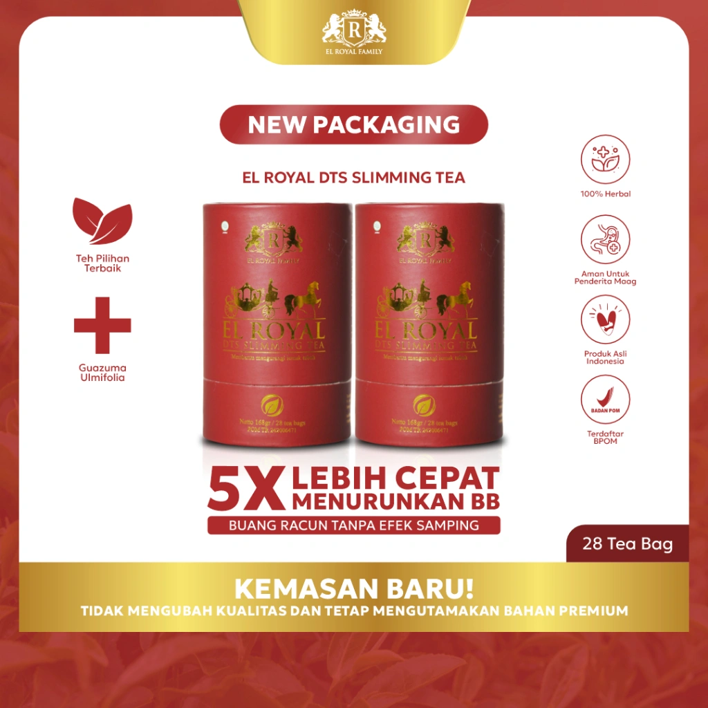 El Royal Detox Slimming Tea - Teh Detox 2 Pcs - 5X Lebih Cepat Menurunkan BB - Solusi Langsing Sekaligus Buang Racun Tanpa Efek Samping