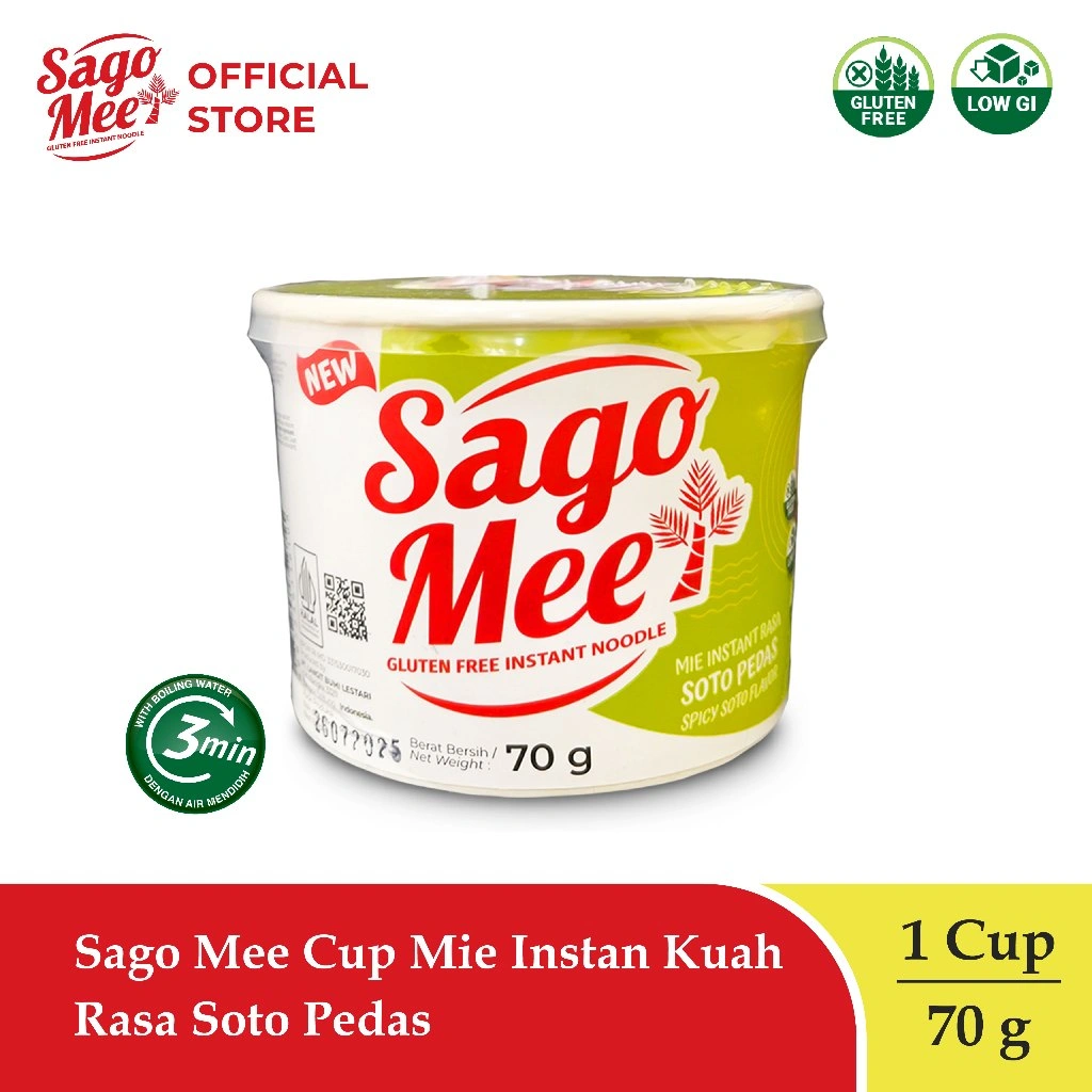 Sago Mee Gluten Free Mie Instan Cup Kuah Rasa Soto Pedas 70g