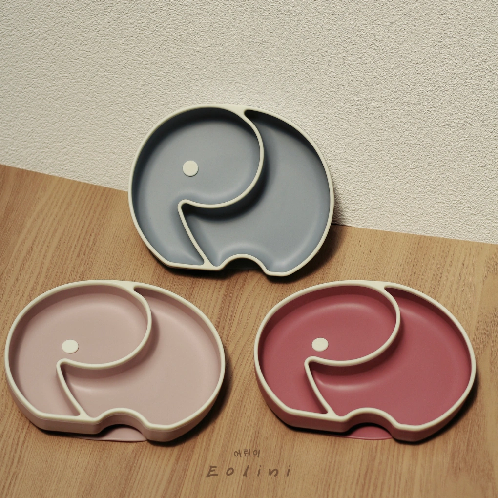 [ Eolini ] Silicone Elephant Suction Plate Baby Toodler / Piring Tempat Makan Anak Bayi Bentuk Gajah