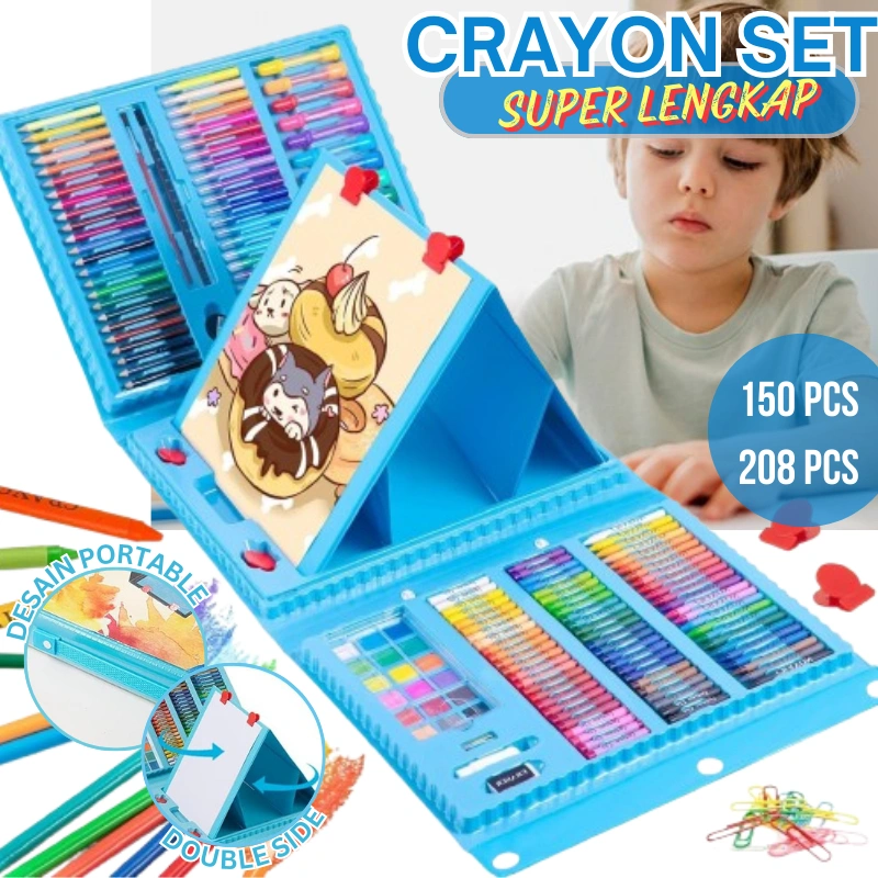Crayon Set Anak Pensil Warna 150pc 208pc Set Krayon Spidol Gambar Mewarnai Anak