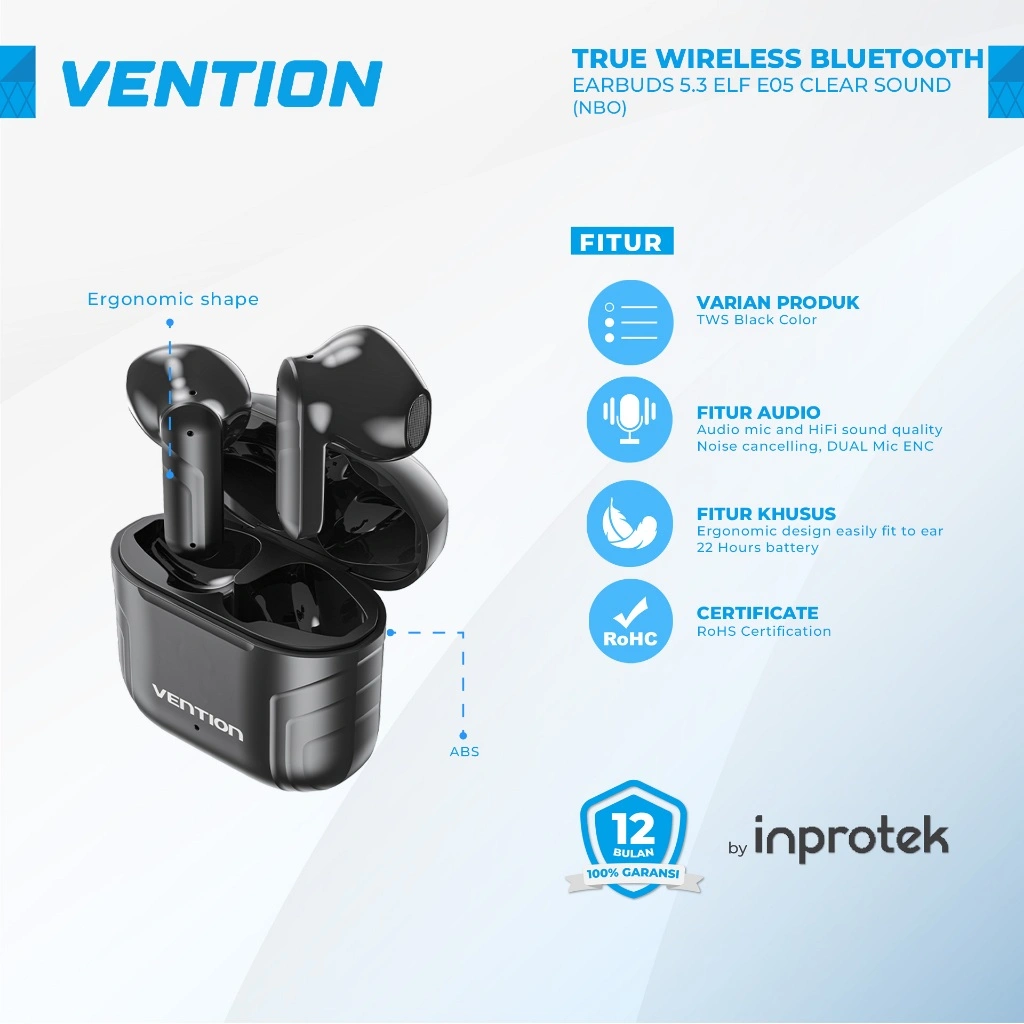 Vention Headset Wireless TWS Headphone True Wireless Stereo Earphone