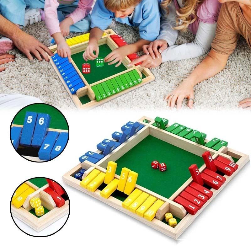 Mainan Board Games Drinking Party Dadu Shut the Box Angka 1-10 Papan Permainan Dadu Kayu