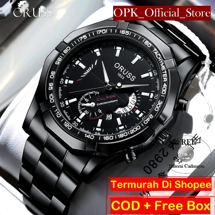 Jam Tangan Pria ORUSS 300 Anti Air 100% Original Luxury Stainless Steel Sport Quartz Men Watch COD