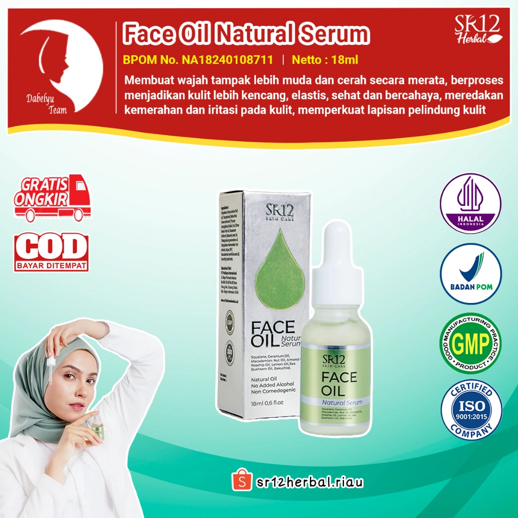 SR12 FACE OIL NATURAL SERUM | Wajah Cerah Bercahaya | Kembalikan Kulit Muda Secara Maksimal