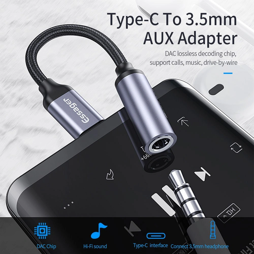 ESSAGER Type C ke 3.5mm Jack Aux Headphone Adaptor Kabel Usb C Ke 3.5 Earphone Audio Converter