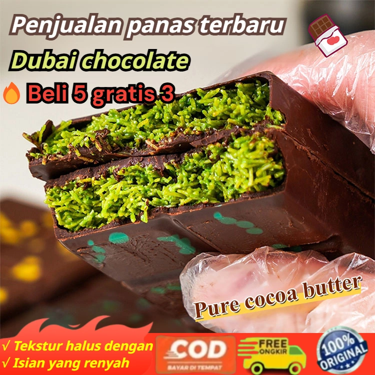❤️Beli 3 gratis 2❤️【𝐎𝐑𝐈𝐆𝐈𝐍𝐀𝐋】Dubai cokelat Batangan Cokelat Halal dengan Kulit Krispi dan Pistachio Cokelat Belgia Berkualitas Tinggi Cokelat Isi Pistachio Cokelat Tanpa Aditif/Tanpa Lemak Trans