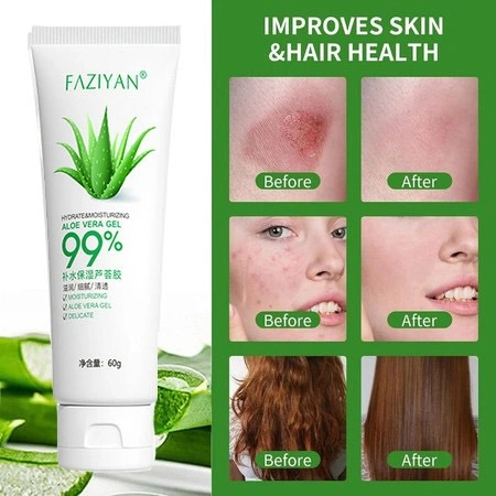 gel lidah buaya penghilang bekas jerawat menjaga kelembapan pelembab dengan extract alami 60g Wajah Aloe Vera Soothing Gel Ekstrak Lidah