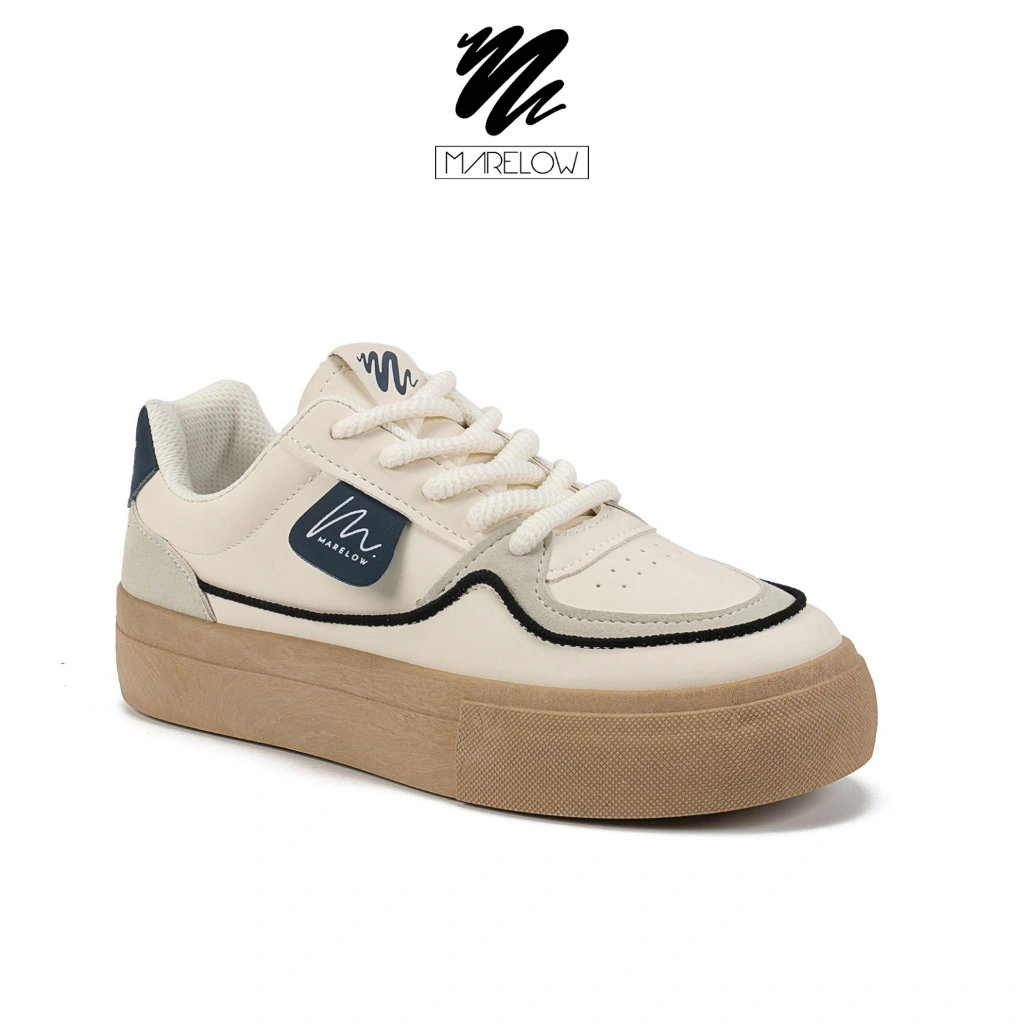 Marelow® Neri CreamBlue - Sepatu Sneakers Trainer Skateboard Casual Fashion Korea Wanita