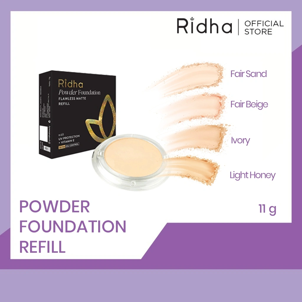 RIDHA Powder Foundation with UV Protection 2in1 (Refill) - 11gr