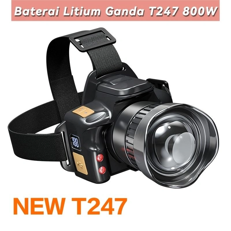 Movtess T247 Senter Kepala Zoom Super Terang Baterai Ganda Sensor Gerak Tahan Air