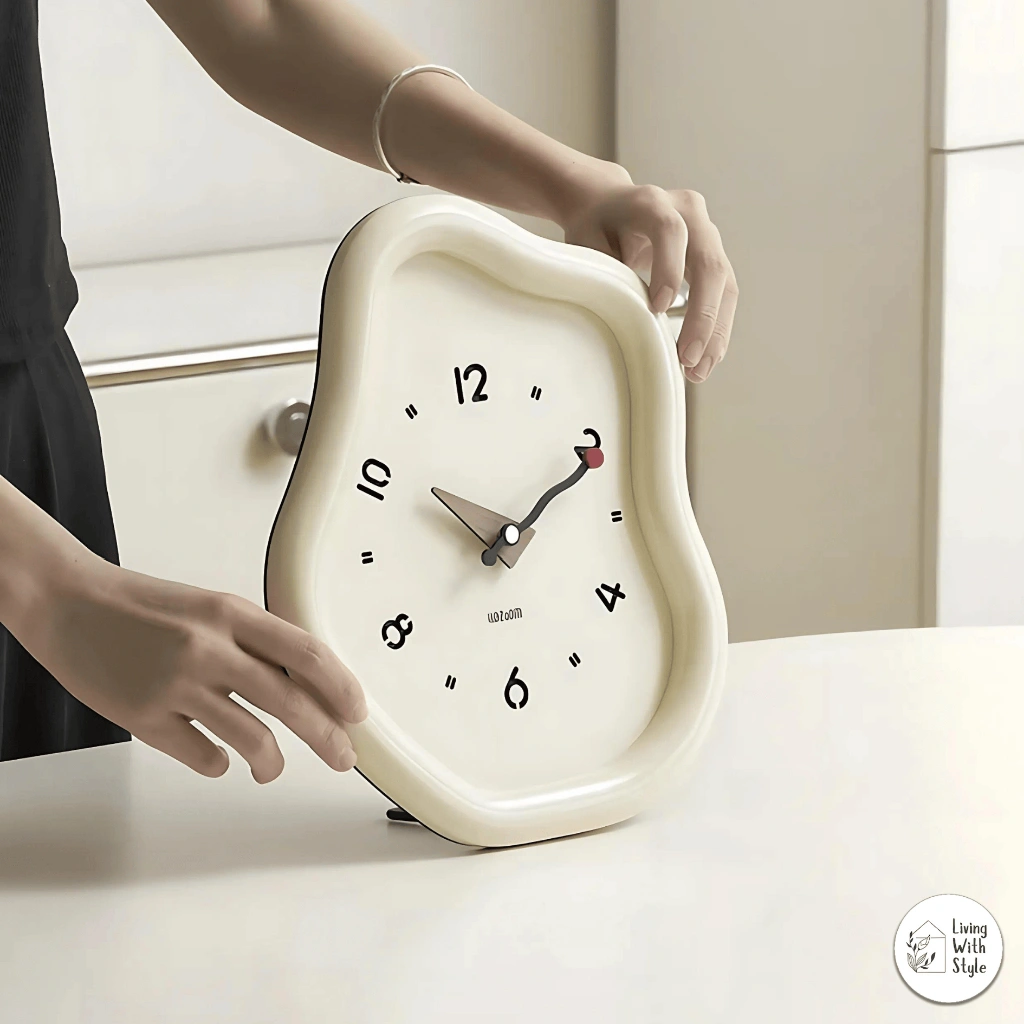 Living With Style - Irregular Abstract Table Clock Premium / Jam Meja Aesthetic Unik Lucu / Pajangan Meja Jam Bentuk Abstrak Cantik