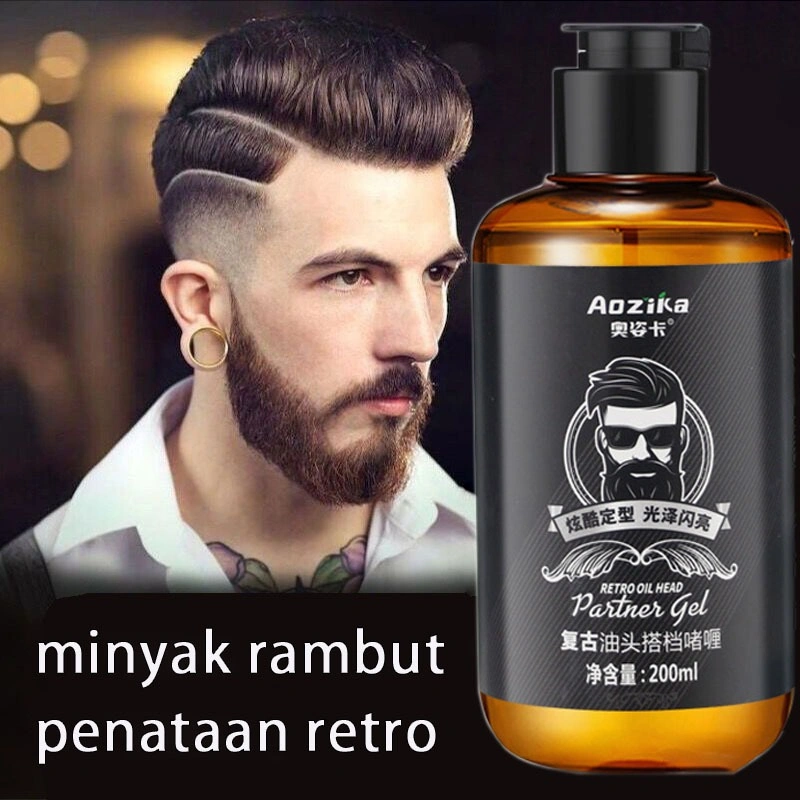Minyak Rambut Retro 200ml Gel Penata dan Melembapkan Rambut Lilin Rambut Beraroma Segar Gel Rambut