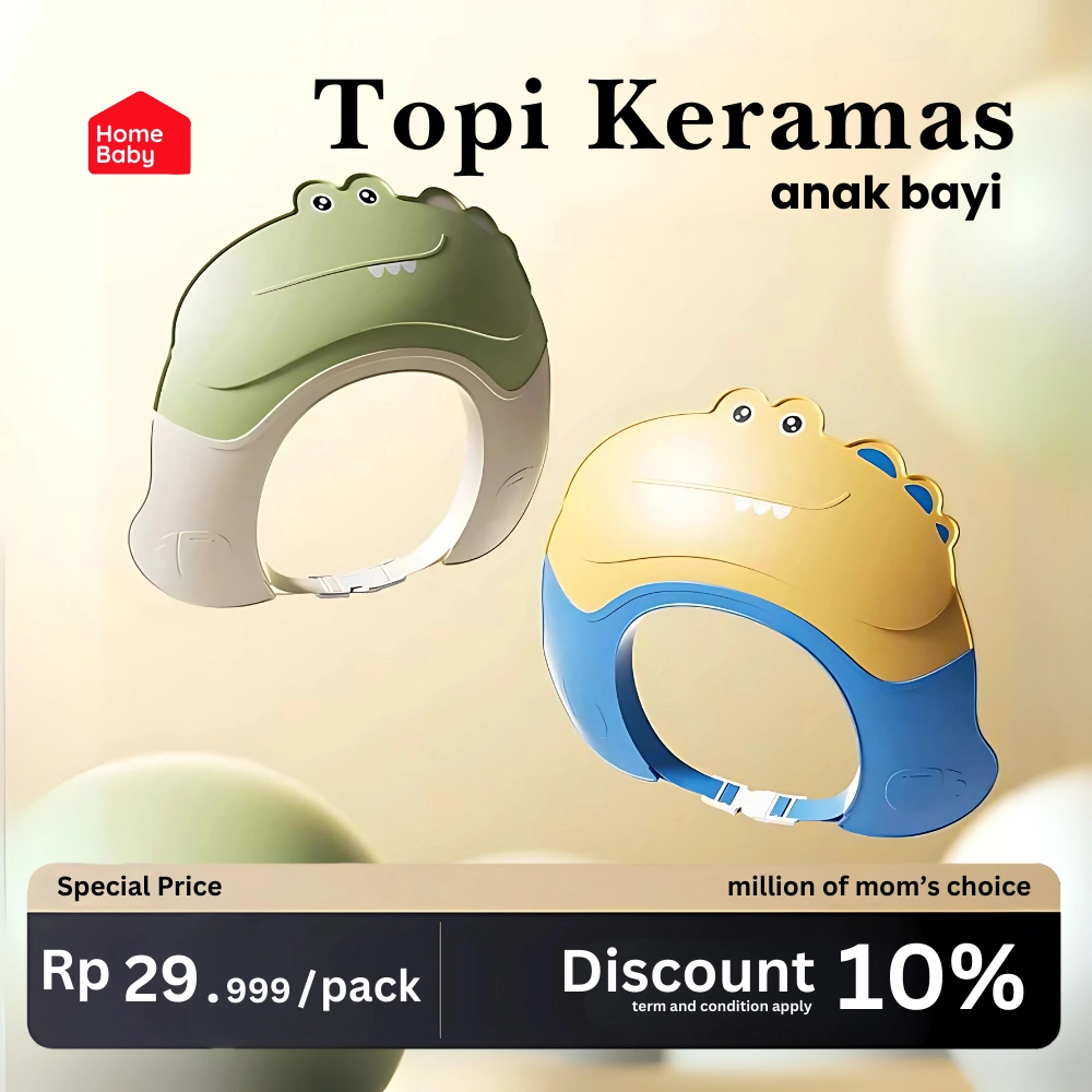Homebaby Topi Keramas Anak Bayi Mahkota Balita Baby Shower Cap Peralatan Mandi Anak Shampoo Pelindung Mandi Rambut