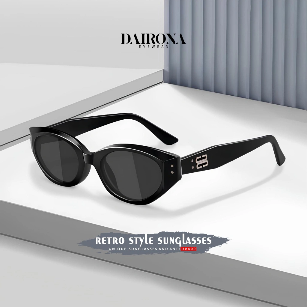Dairona Eyewear Kacamata Hitam Cat Eye Sunglasses Gaya Korea Terbaru Pria Wanita UV400 Polarizied Anti Silau TR-90 65031-ROC
