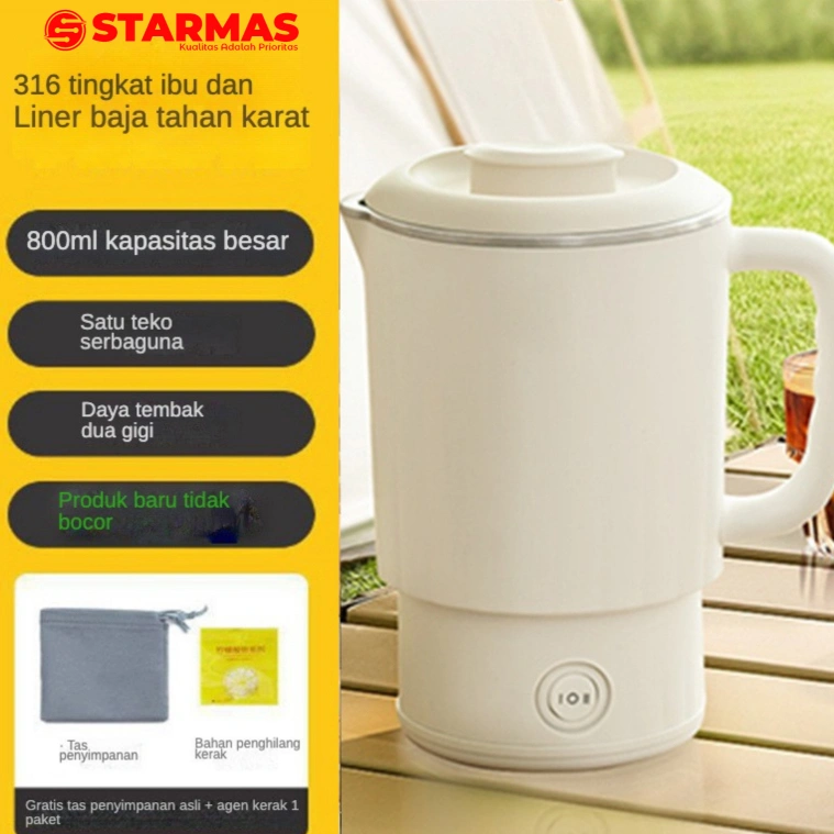 STARMAS Teko mug listrik travel 600 ML / kettle electric travel camping foldable portable lipat portabel 316 multi fungsi (teko, hotpot, masak mie)