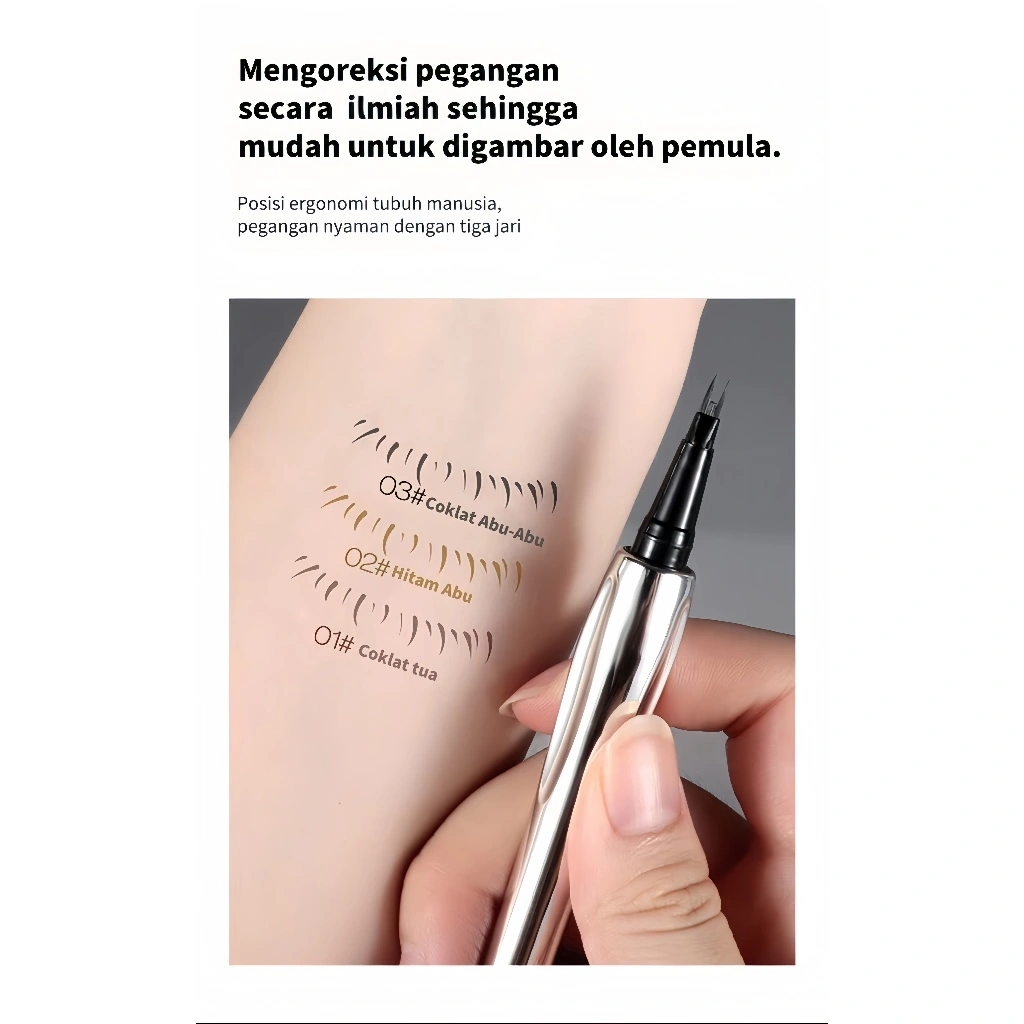 Pensil Alis Cair COD Waterproof Dua Cakar Gaya Bercabang Pembentuk Alis Natural Eyeliner/Eyebrow