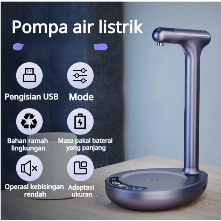 Pompa Air Galon Elektrik / Dispenser Portabel Otomatis Portable Dispenser 6 Level Takaran Preset Senyap | Rotasi Nozzle & Food Grade | USB Charge