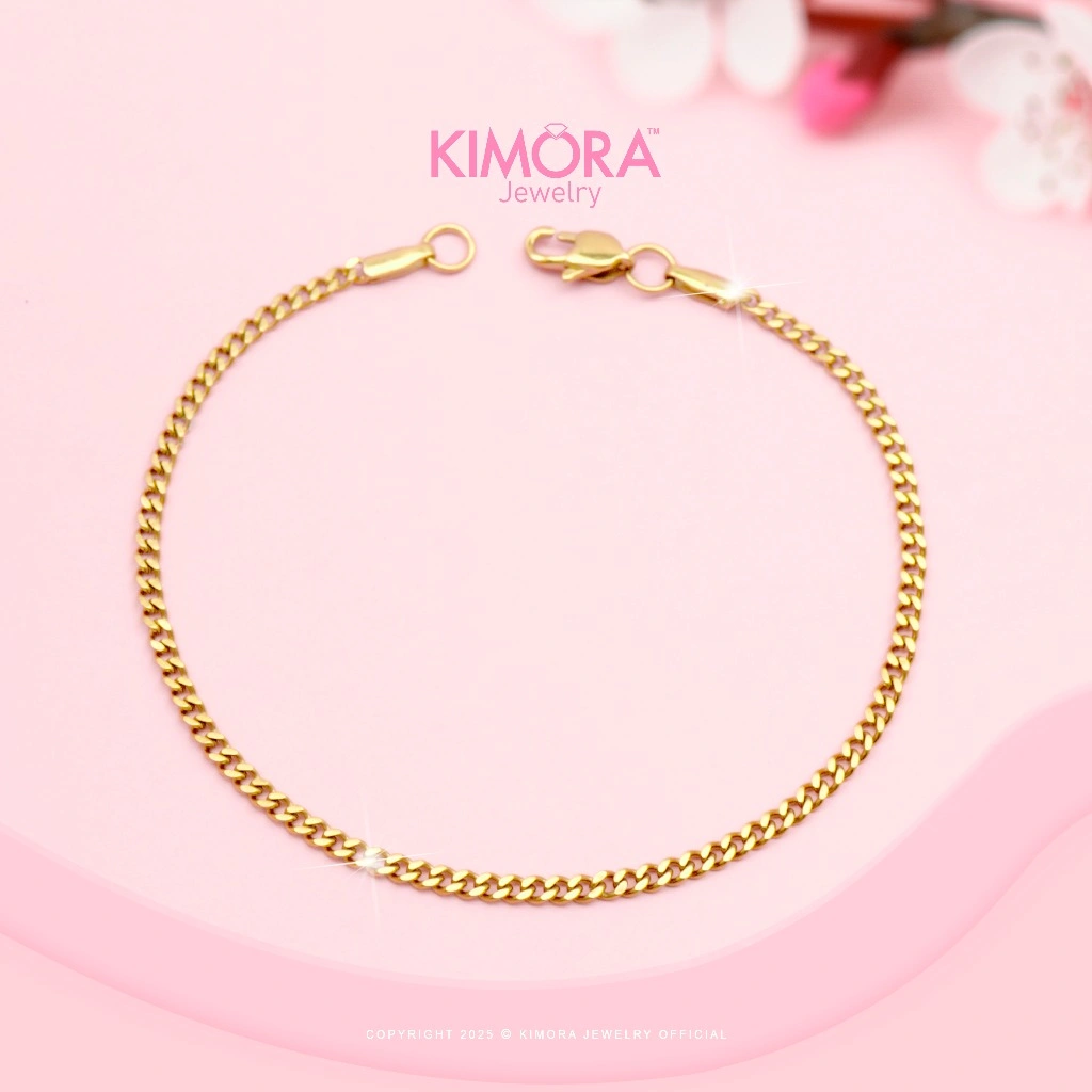 Kimora - Gelang Tangan Sisik Naga Titanium Premium Perhiasan Wanita Momo Gold Plated 18k Gtt385