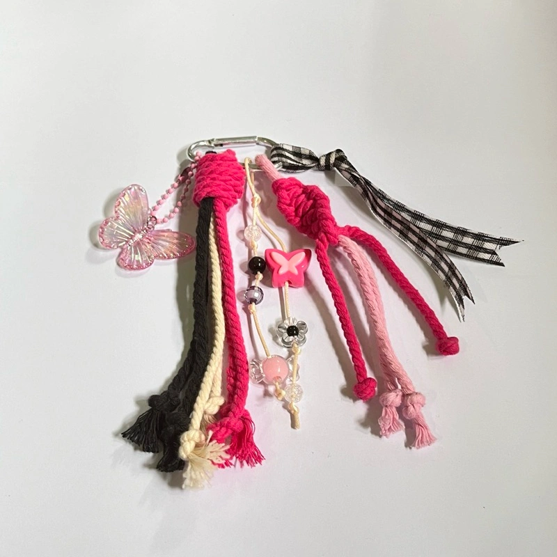 BAG CHARM MACRAME Gantungan Kunci Tas Warna Warni Tali Macrame Keychain Motif Lucu Aksesoris Gift