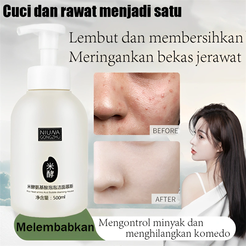 Haluskan nasi  Pembersih wajah wajah pemutih Busa Pemutih wajah Pembersih komedo pembersih 500ML