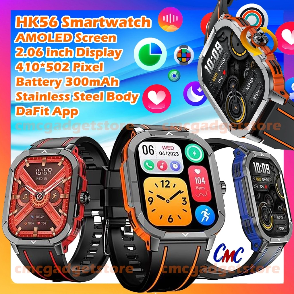 HK56 Smartwatch AMOLED 2.06inch Display Smart Watch Pria Wanita