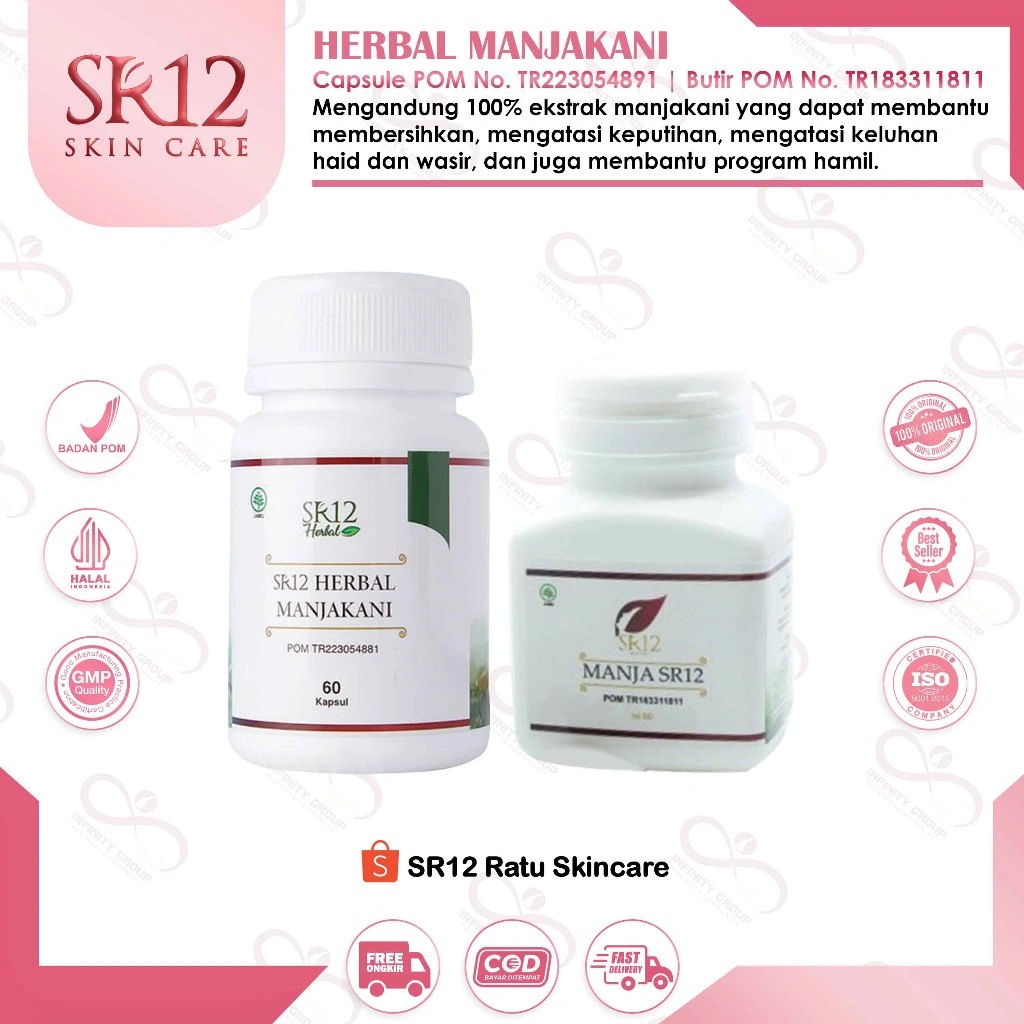 MANJA SR12 HERBAL / MANJAKANI OBAT KEPUTIHAN / KISTA & NYERI HAID / MERAPATKAN MISS V SERTA OBAT KESUBURAN UNTUK PROMIL