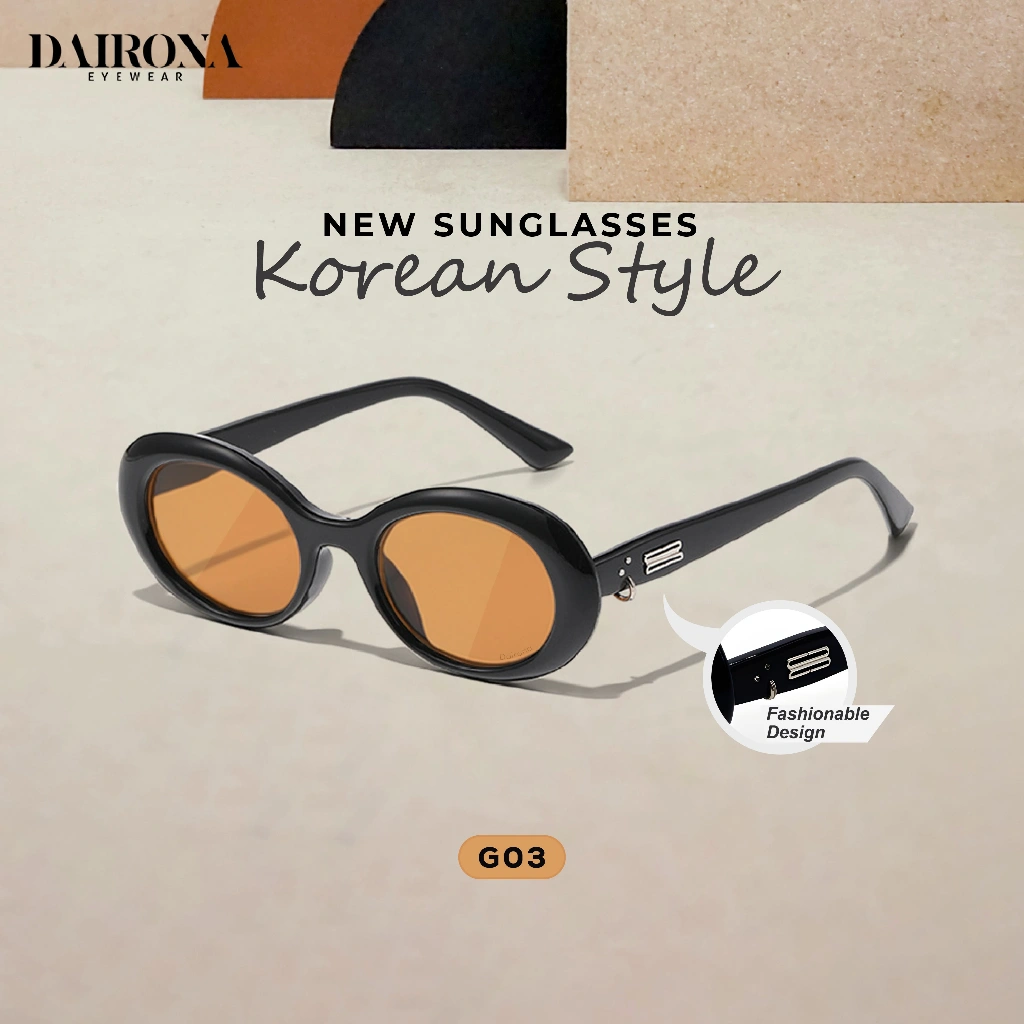 Dairona Eyewear Kacamata Hitam Cat Eye Sunglasses Fashion Korean Style Terbaru Pria Wanita UV400 Polarized Anti Silau TR-90 G03