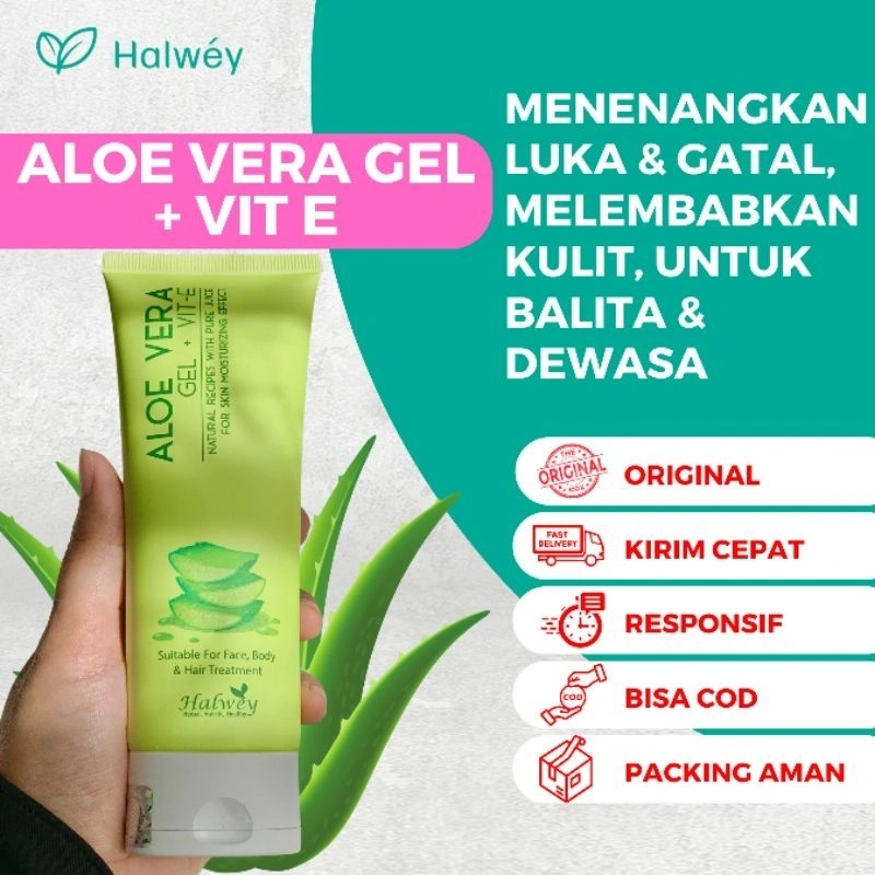 [FREE GIFT] Halwey Aloe Vera Gel + Vitamin E | Pelembab wajah | moisturizer