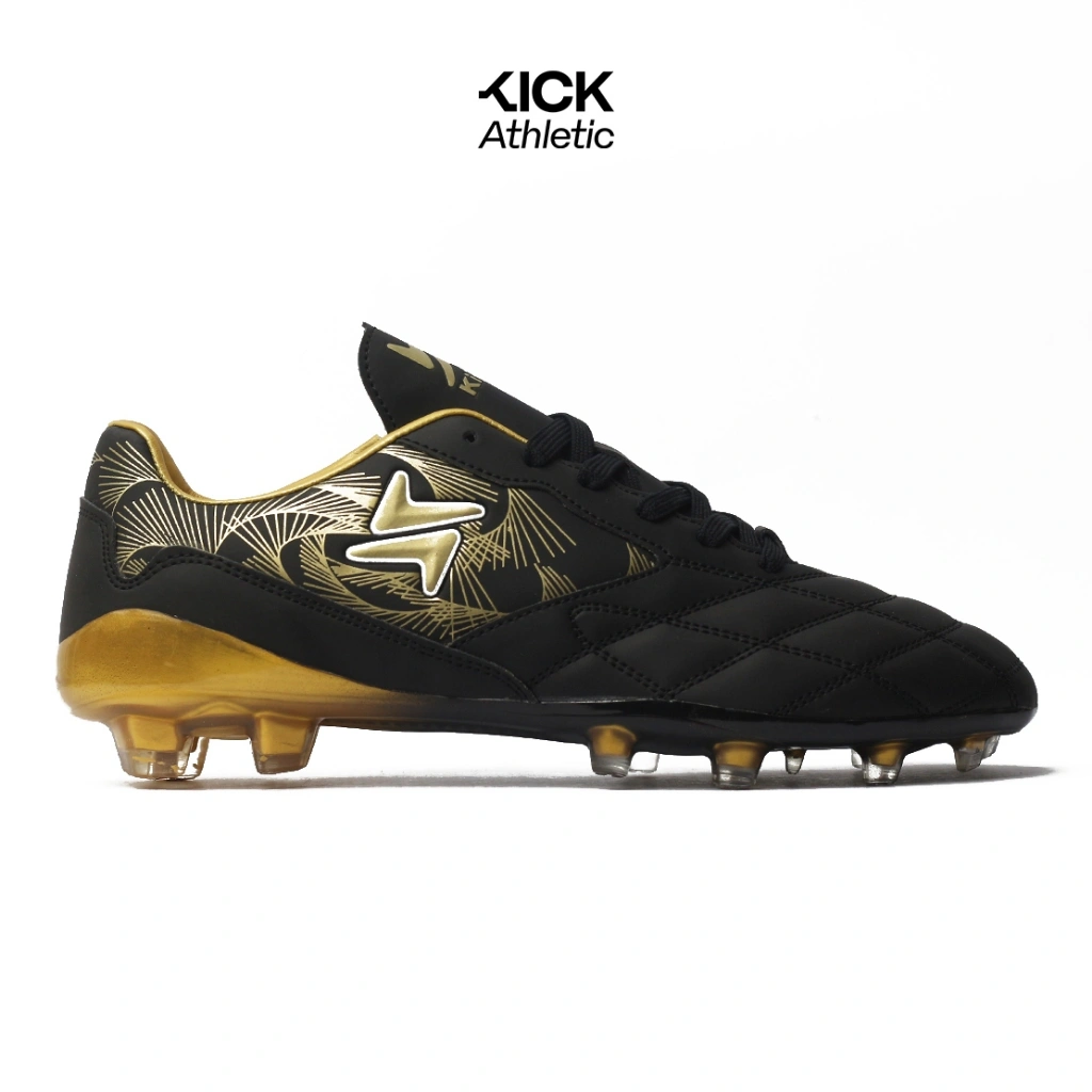 Kick Athletic Launcher FG Sepatu Sepak Bola Black Gold/White Tosca/Blue Gold