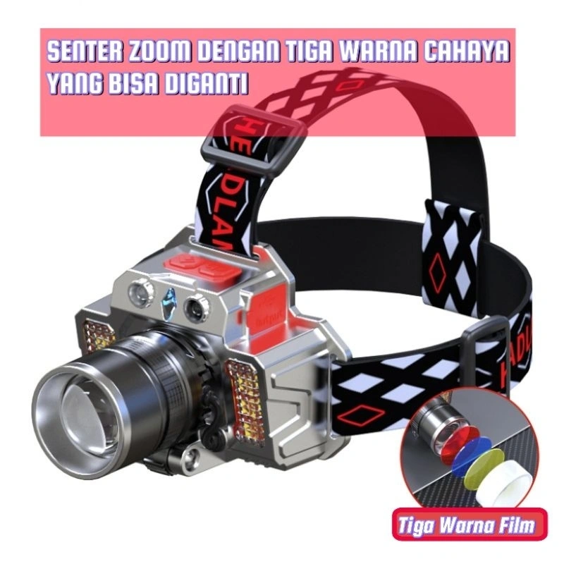 MOVTESS T23C 50W Senter Kepala Zoom Tahan Lama 3 Warna Cahaya Bahan Aluminium + Abs Cahaya Super Terang Baterai Tahan Lama Paling Murah