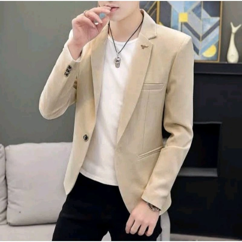 Jas Blazer Pria Keren full furing/ Blazer Pria Guru Kuliah Mahasiswa/ Blazer Pria kekinian/ Blazer Pria Slimpit Premium/Jas Blazer Pria Kantor Pormal/Jas Blazer Pria Semi Pormal Kancing Satu Slim Fit