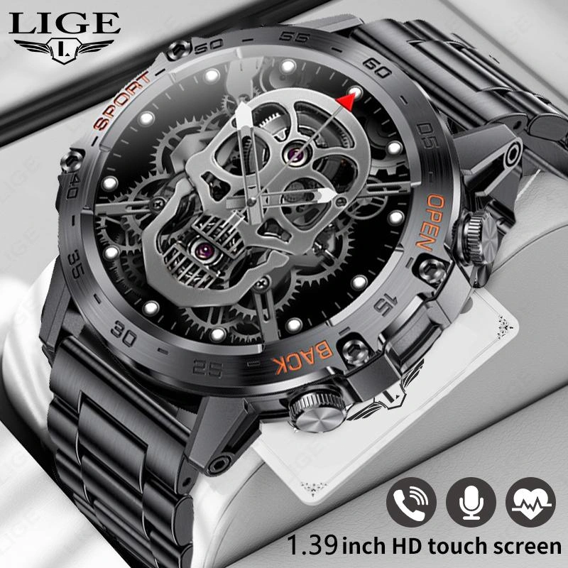 LIGE Jam Tangan Pintar Original Multifungsi 100+ Olahraga IP67 Tahan Air Jam Tangan Pria Smartwatch