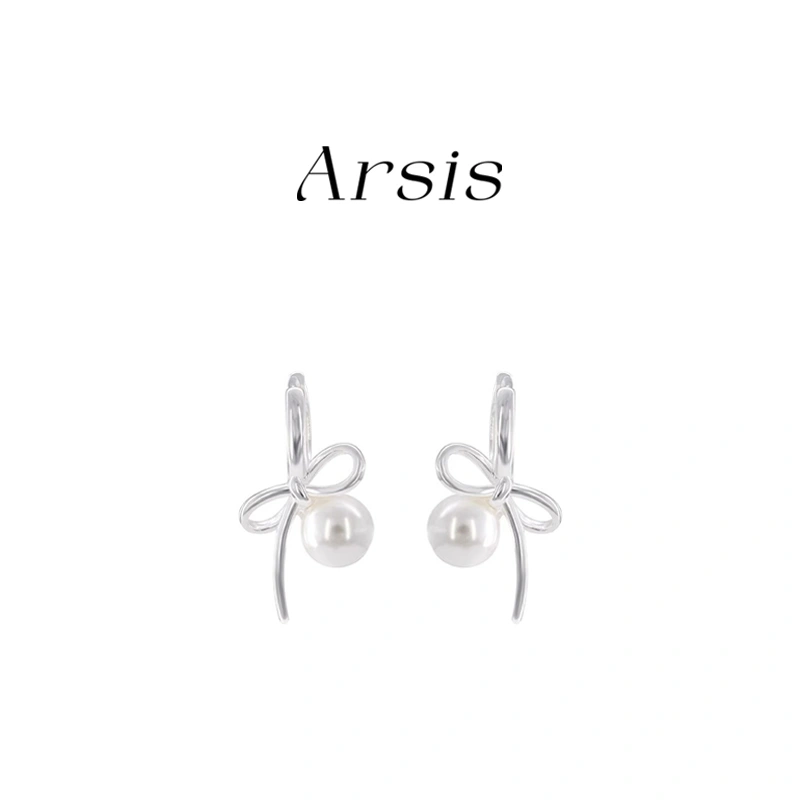 ARSIS Anting mutiara busur Kemewahan ringan Perasaan kelas atas Desain minimalis canggih Wanita