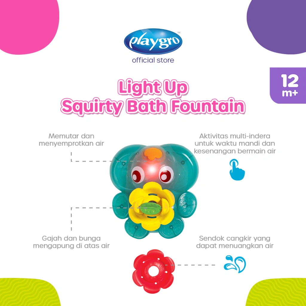 Playgro Light Up Squirty Bath Fountain - Mainan Mandi Anak