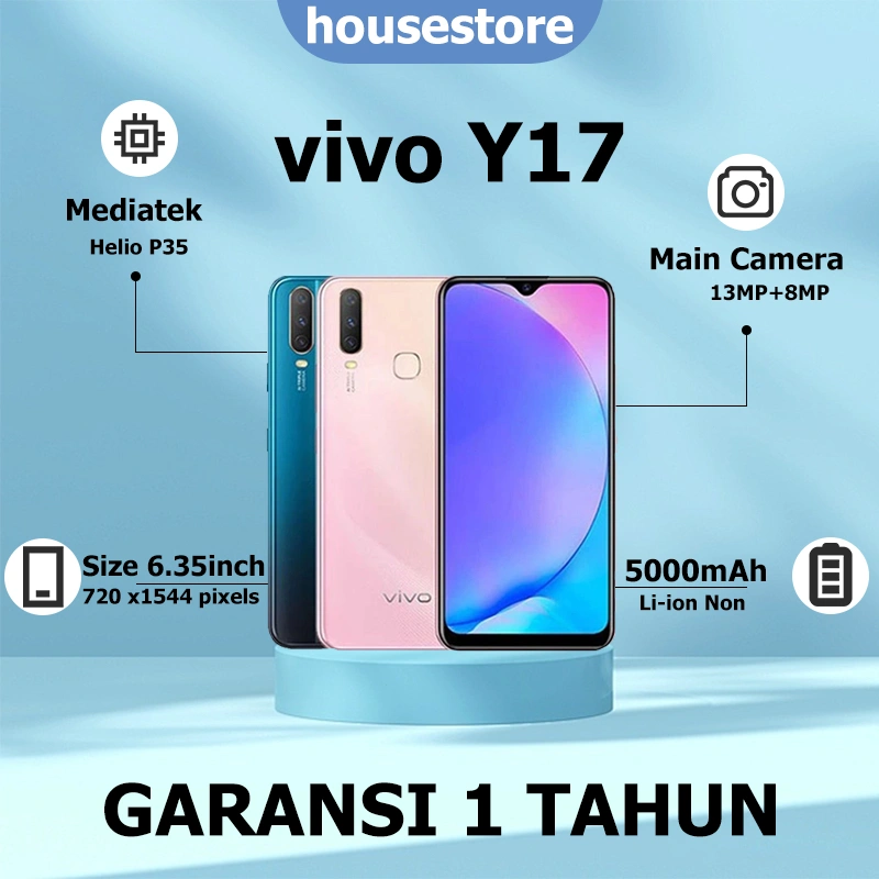 VIVO Y17 HP Murah Cuci Gudang RAM 8+256GB Handphone Fast Charging Baterai 5000mAh Android Smartphone
