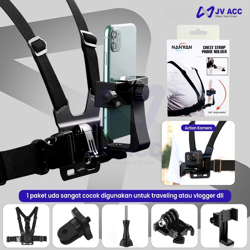 NANVAN 1 PAKET TALI STRAP HP GO PRO HERO ACTION CAM DUDUKAN DADA YOUTUBER VLOG