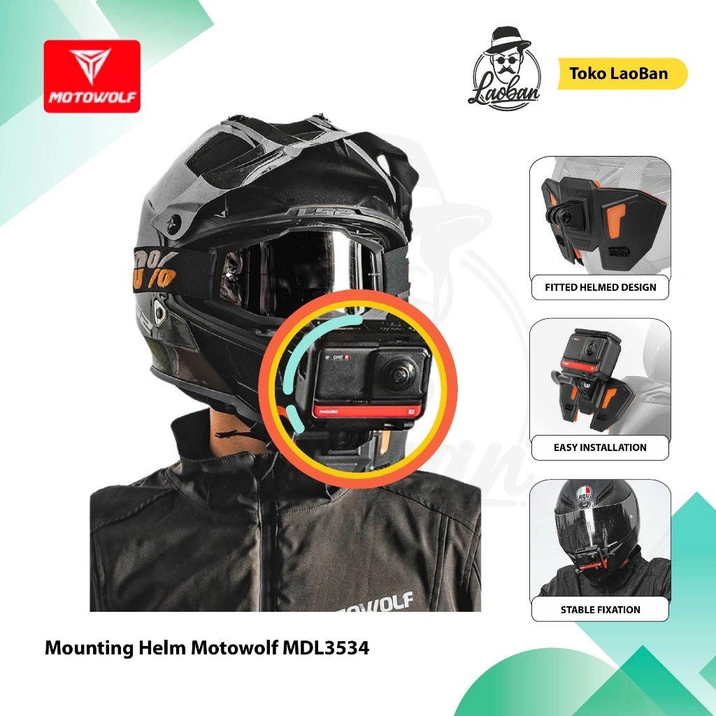 Motowolf Helmet Camera Mount MDL3534 - Helmet Chin Mount Action Cam GoPro Helm Mounting Helmet Mount