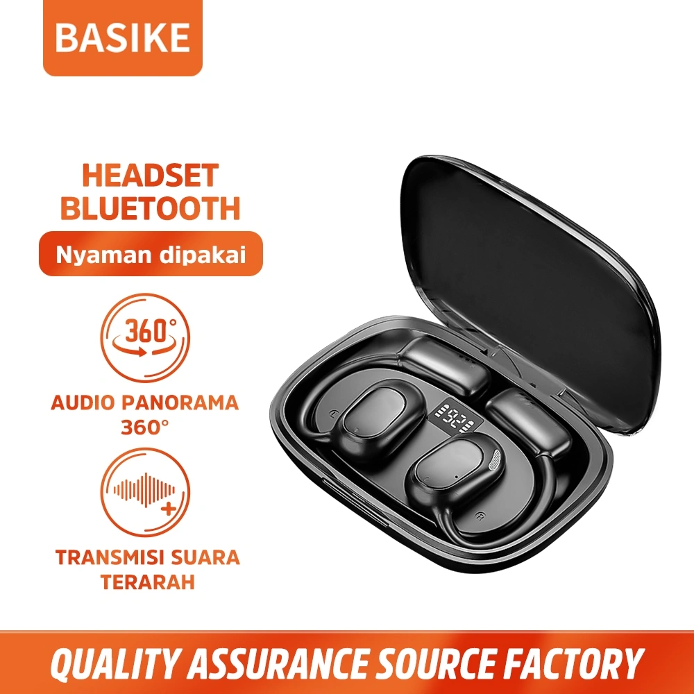 BASIKE Headset Gaming TWS Bluetooth Wireless Stereo LCD Ergonomi Over Ear Sport Noise Cancelling