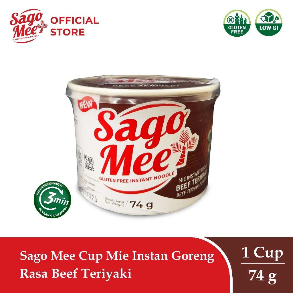 Sago Mee Gluten Free Mie Instan Cup Goreng Rasa Beef Teriyaki 70g