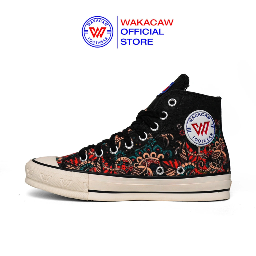WAKACAW - Batik Etnik Black HI Series Sepatu Sneakers Sepatu Pria Wanita