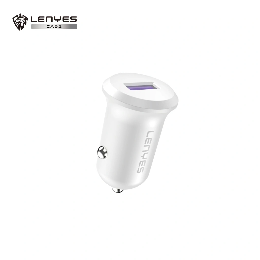 LENYES CA52 18W Mini Car Charger Fast Charging QC3.0 Port USB Adaptor Saver Mobil Untuk HP