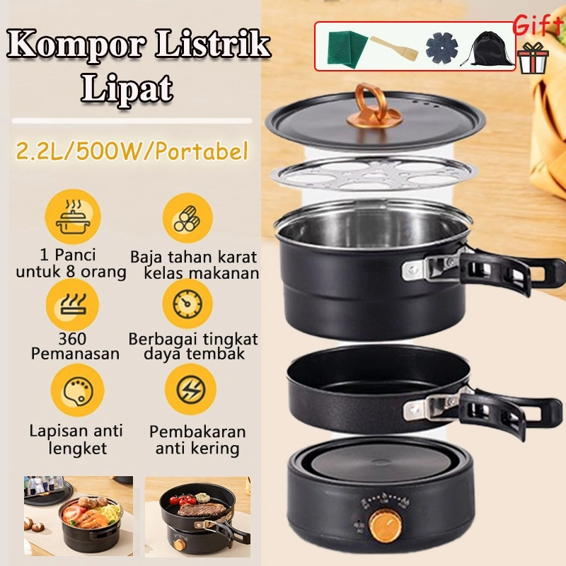 HOT Panci Kompor Listrik 2.2L Lipat Kukusan Listrik Multifungsi Portabel  Panci Pemanggang  Wajan