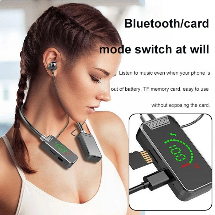 Wireless Bluetooth 5.4 Headset Neckband Earphones Long Standby Waterproof Sports Headphones LED Display Earbuds