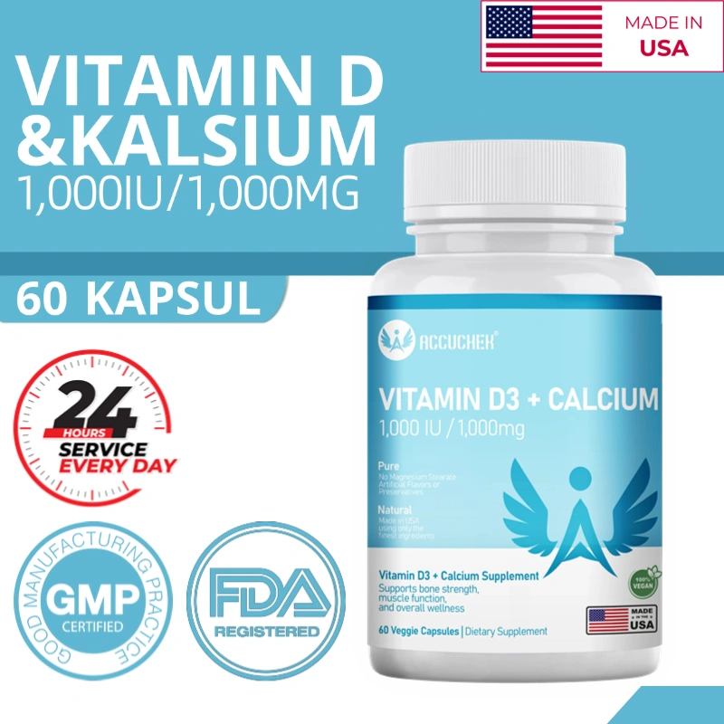 Vitamin D & Kalsium, Suplemen untuk Meningkatkan Kesehatan Tulang dan Sistem Imun 60 Kapsul
